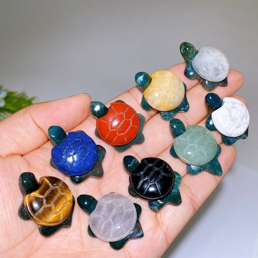 1.2" Natural Crystal Turtle Carving Box Crystal Healing Bulk Wholesale 1 Set