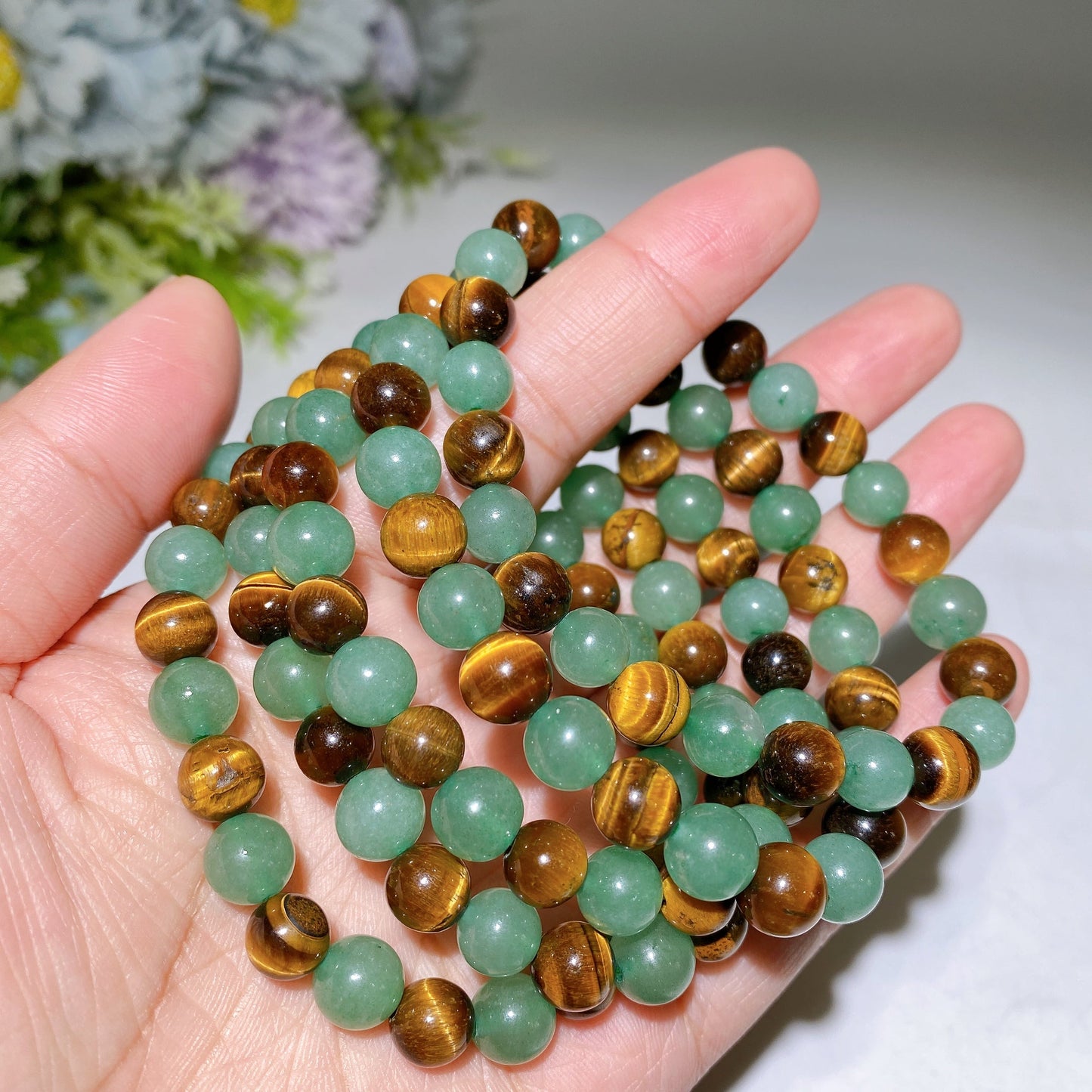 8mm Green Aventurine Tiger's Eye Bracelet Crystal Healing Bulk Wholesale