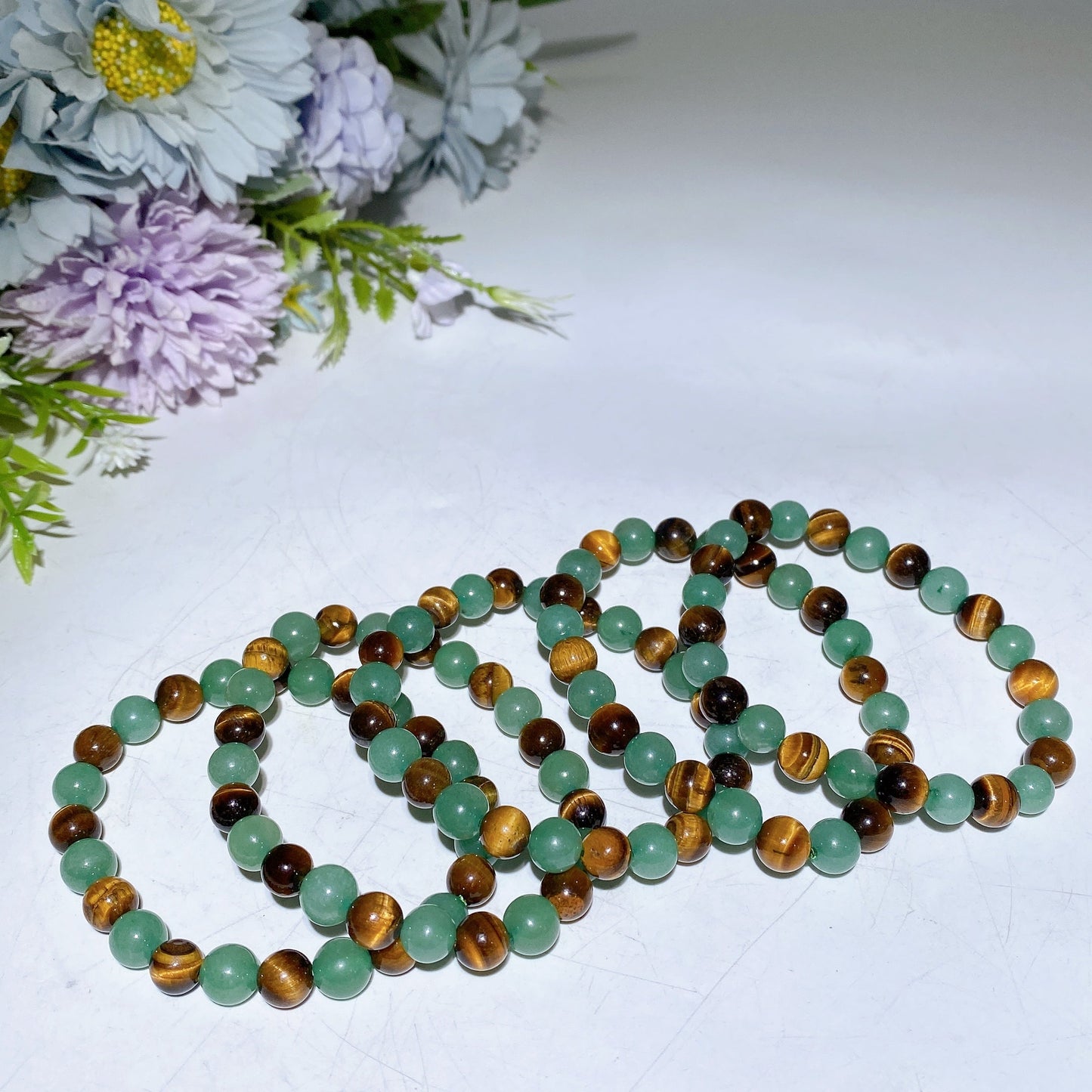 8mm Green Aventurine Tiger's Eye Bracelet Crystal Healing Bulk Wholesale
