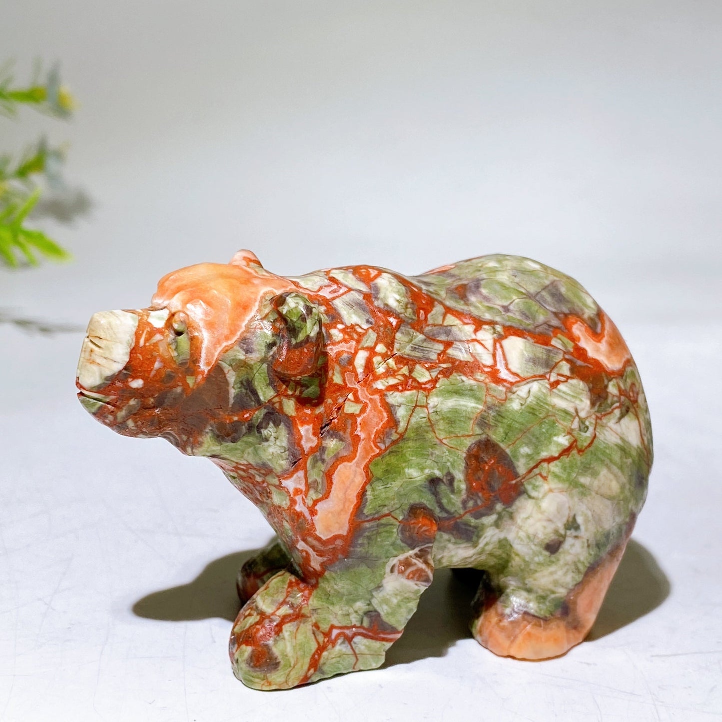 3.1" Natural Money Agate Polar Bear Carving Crystal Healing Bulk Wholesale