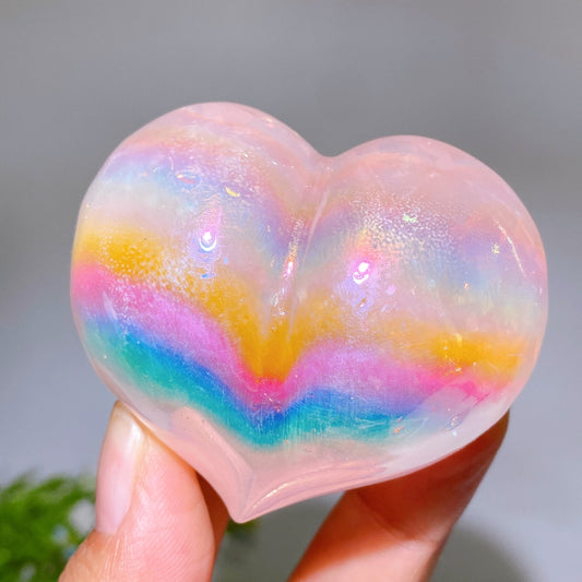 2.4" Aura Crystal Peach Heart Carving Crystal Healing Bulk Wholesale