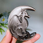 Silver Obsidian Unicorn Dragon Carving with Stand Crystal Healing Bulk Wholesale
