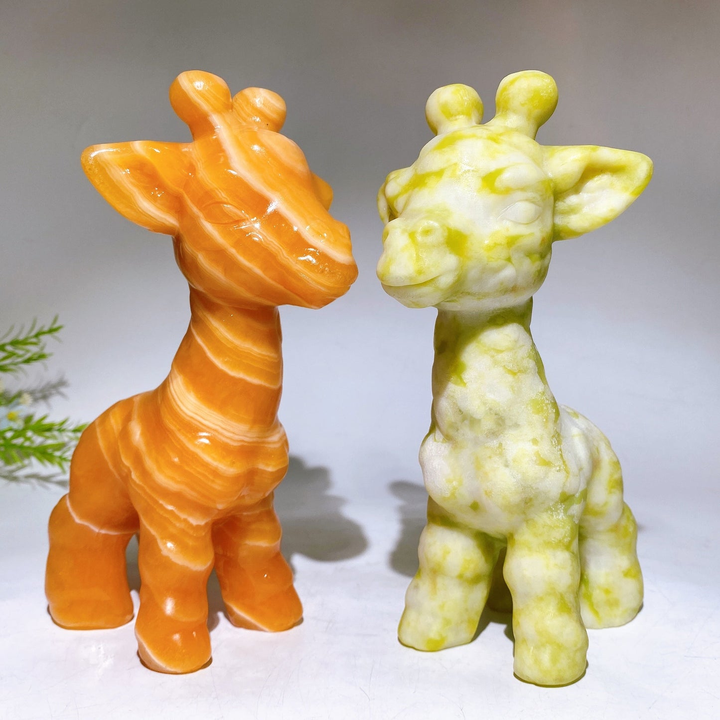 20cm Hand Carved Orange Calcite Serpentine Giraffe Crystal Healing Bulk Wholesale