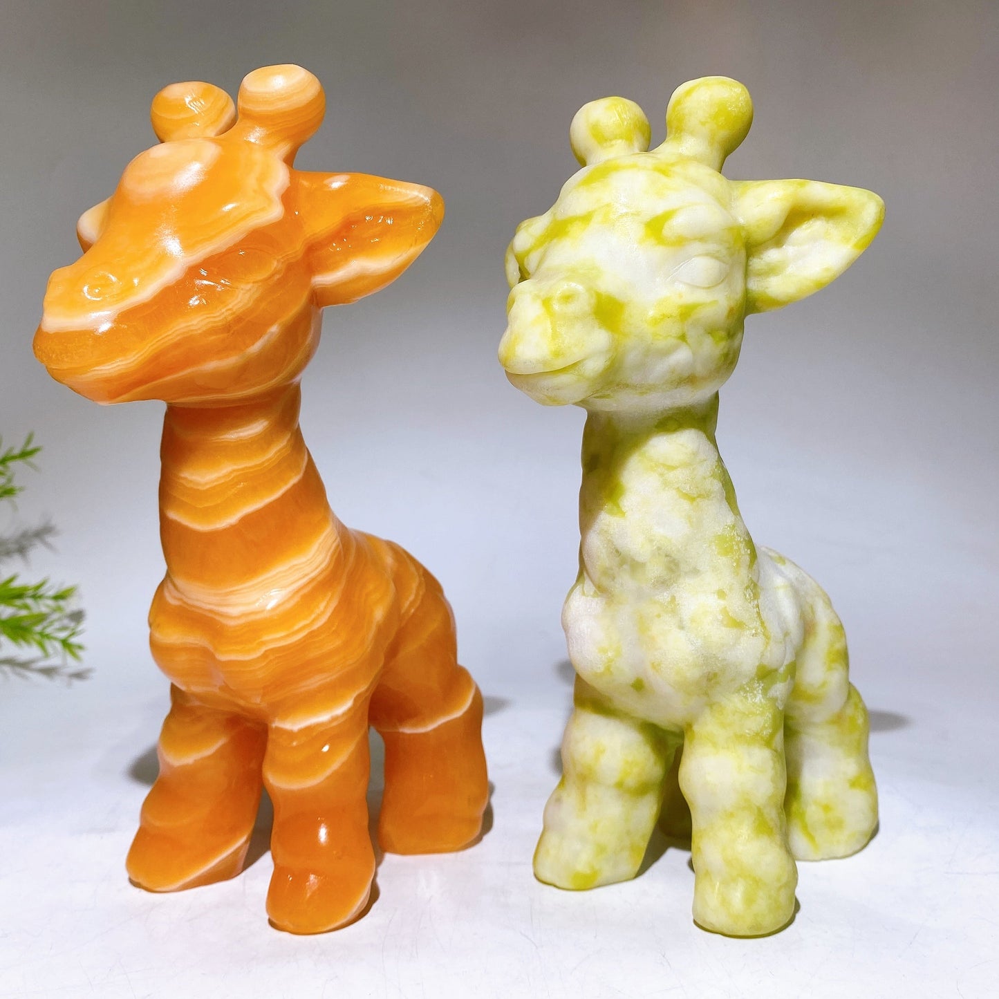 20cm Hand Carved Orange Calcite Serpentine Giraffe Crystal Healing Bulk Wholesale
