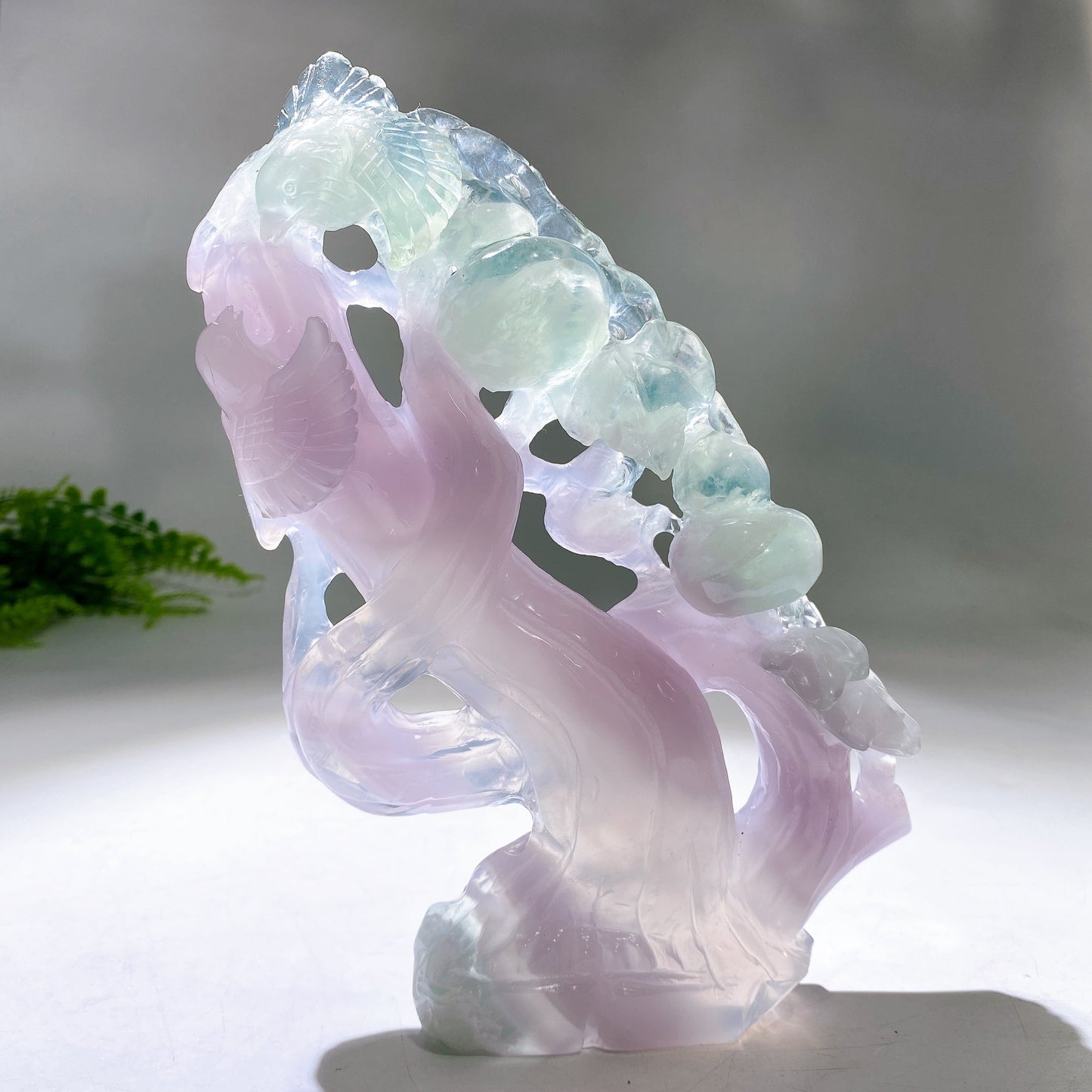 Hand Carved Fluorite Birds Gourd  Pumpkin Crystal Healing Bulk Wholesale