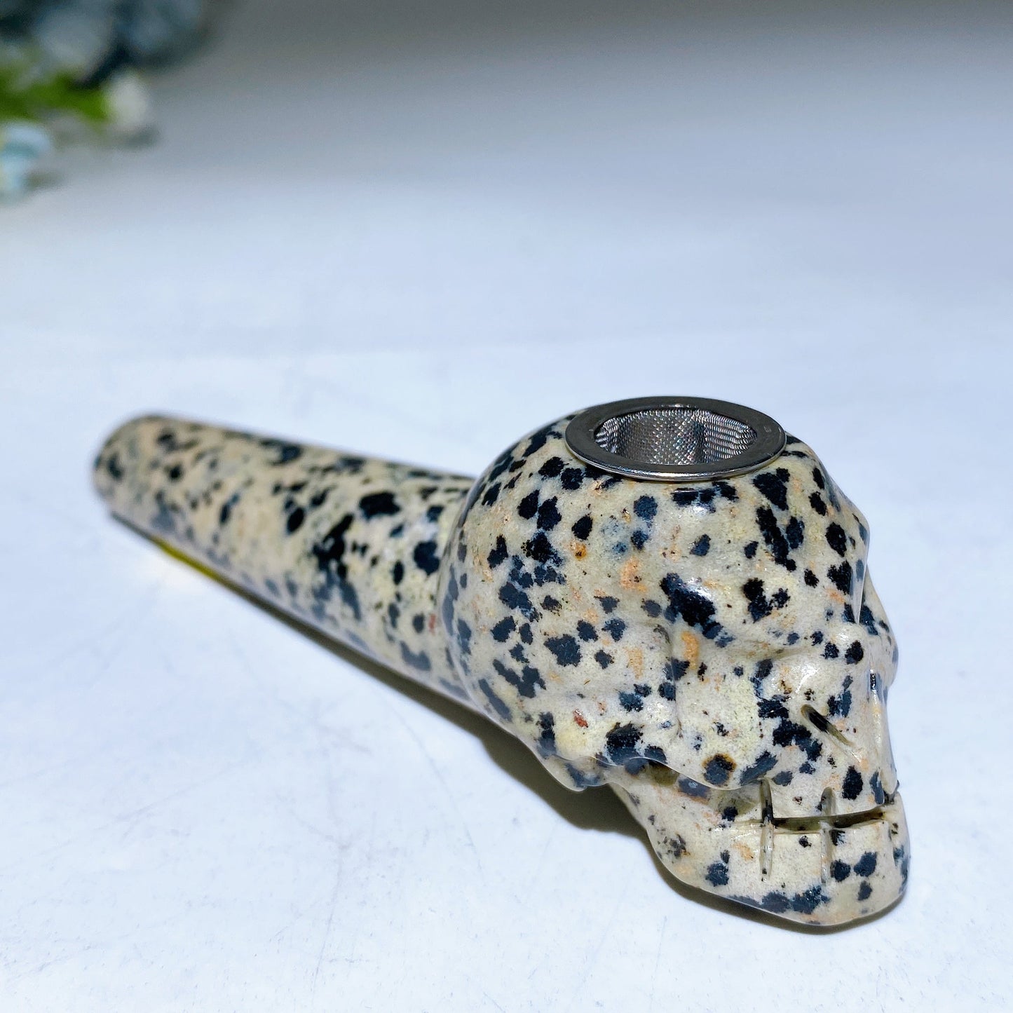 3.9" Crystal Skull Smoking Pipe Carving Crystal Healing Bulk Wholesale