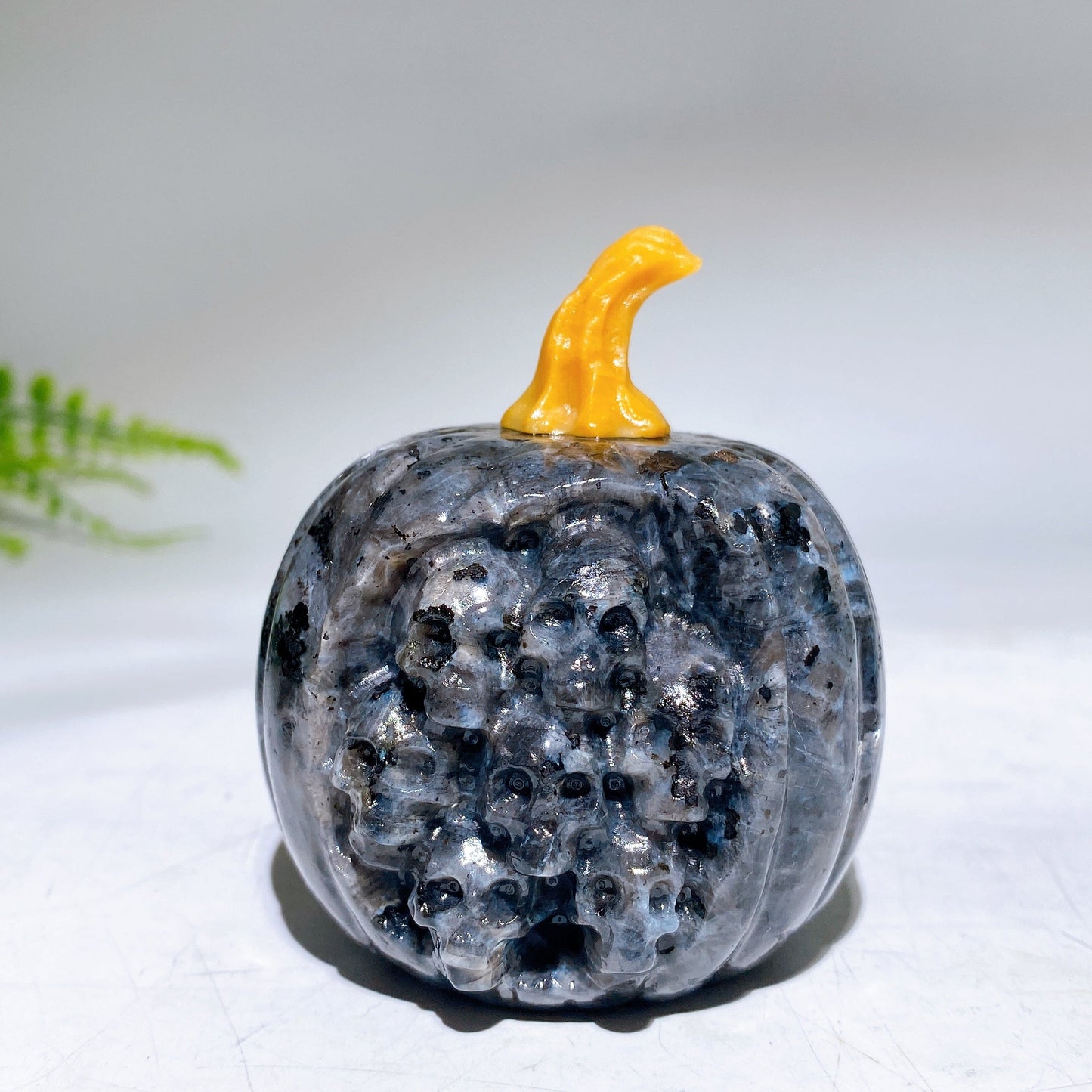 2.4" Crystal Pumpkin with Skulls Decor Carving Crystal Healing Bulk Wholesale