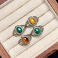 925 Silver Malachite Yellow Tiger's Eye Ring Crystal healing Bulk Wholesale