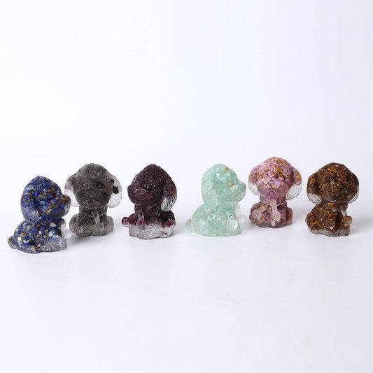 2" Resin Teddy Dog Figurine Infused Crystal Chips on Discount