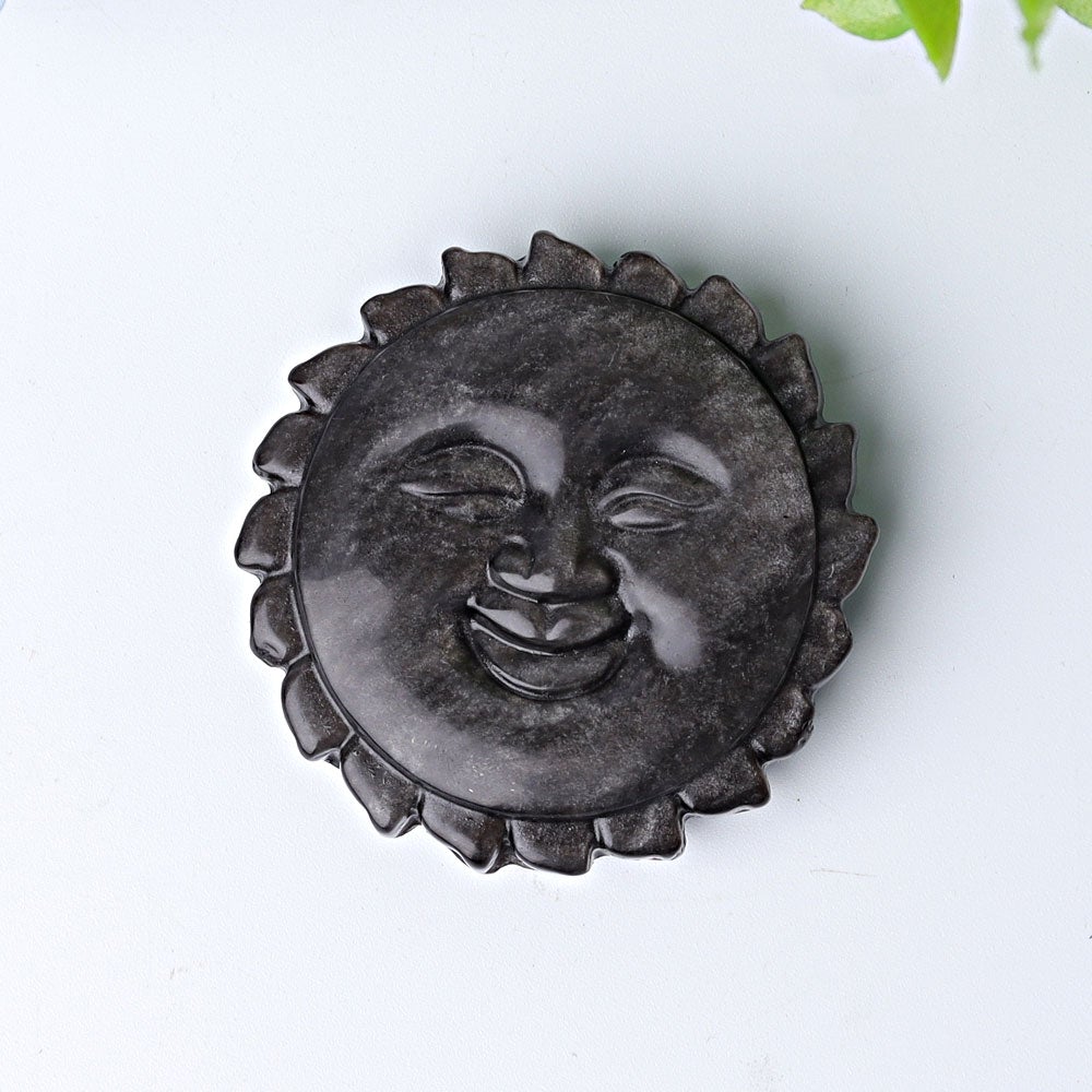 2" Silver Obsidian Sun Face Crystal Carving Crystal wholesale suppliers