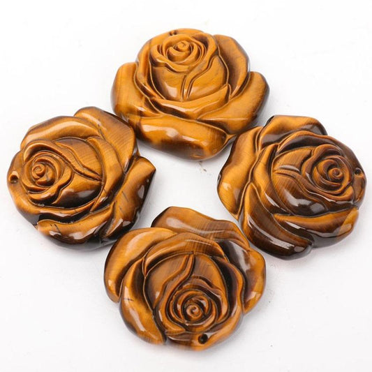 Tiger Eye Rose Flower Carvings