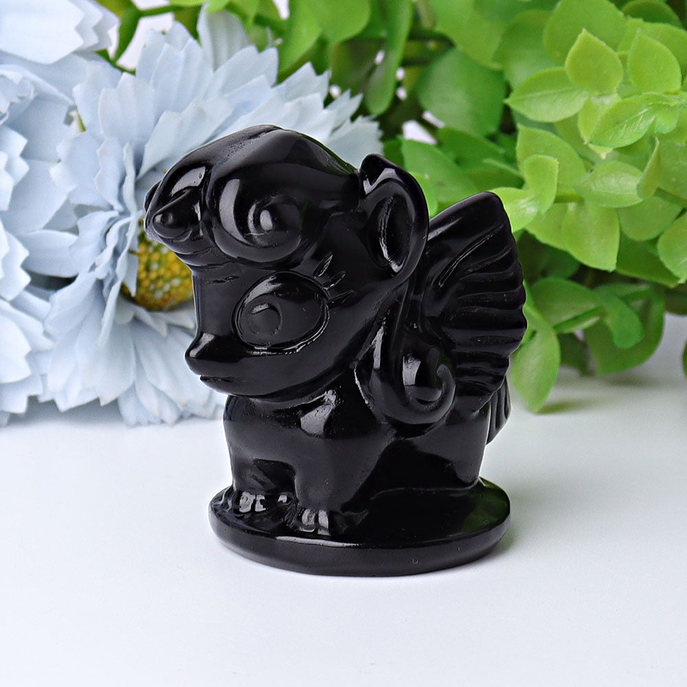 2.3" Black Obsidian Unicorn Crystal Carvings Crystal wholesale suppliers