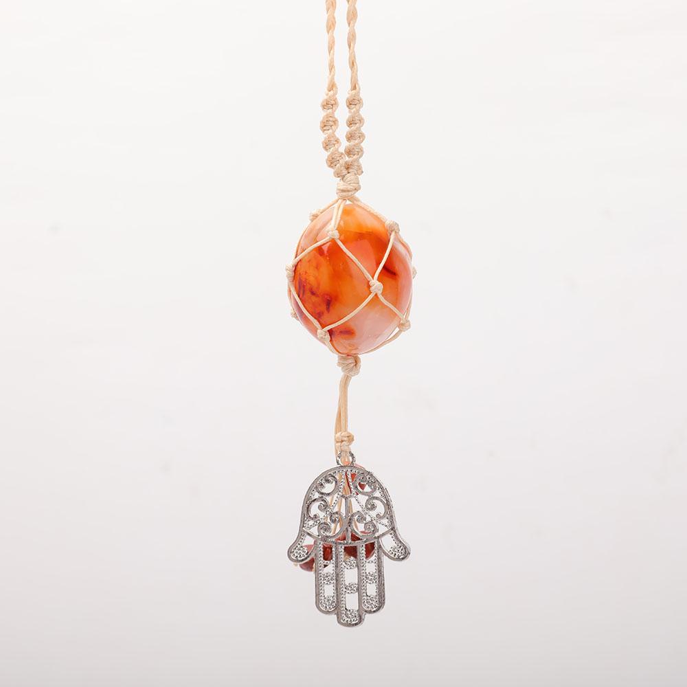 Straw Rope Wrapped Carnelian Stone Adjustable Necklace Crystal wholesale suppliers