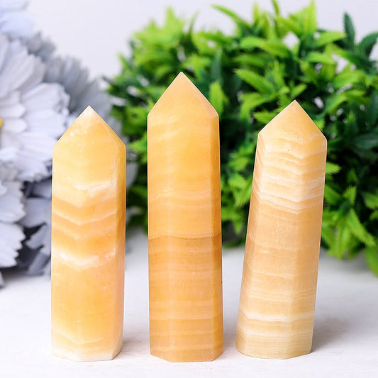 Set of 3 Honey Calcite Points Crystal wholesale suppliers