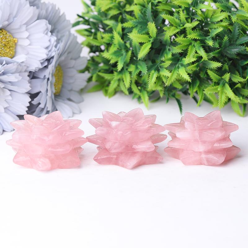 2" Rose Quartz Flower Crystal Carvings Crystal wholesale suppliers