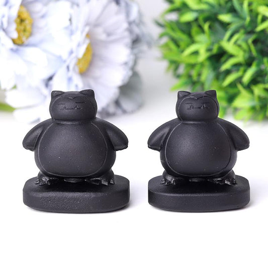 2" Black Obsidian Snorlax Crystal Carvings Crystal wholesale suppliers