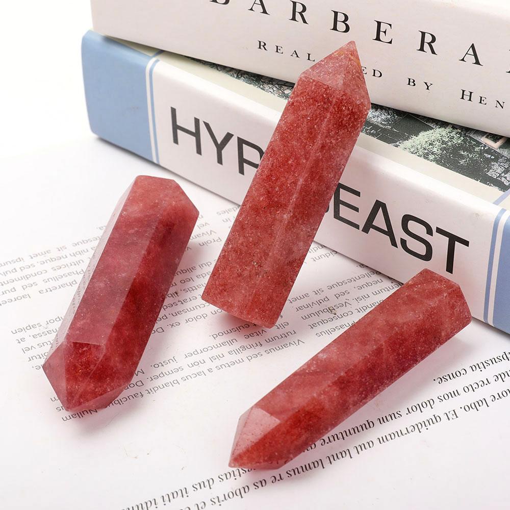 Set of 3 Strawberry Quartz Points Crystal wholesale suppliers