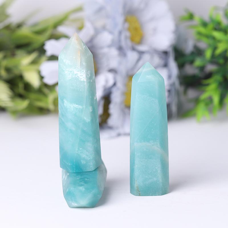 Natural High Quality Sky Blue Point Caribbean Calcite Tower for Healing Crystal wholesale suppliers