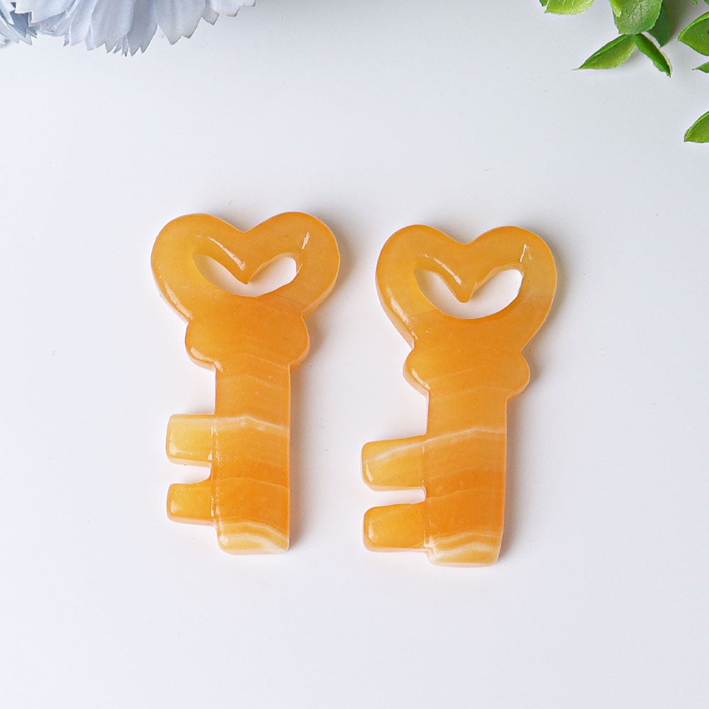 2.3" Orange Calcite Heart Key Crystal Carvings Crystal wholesale suppliers