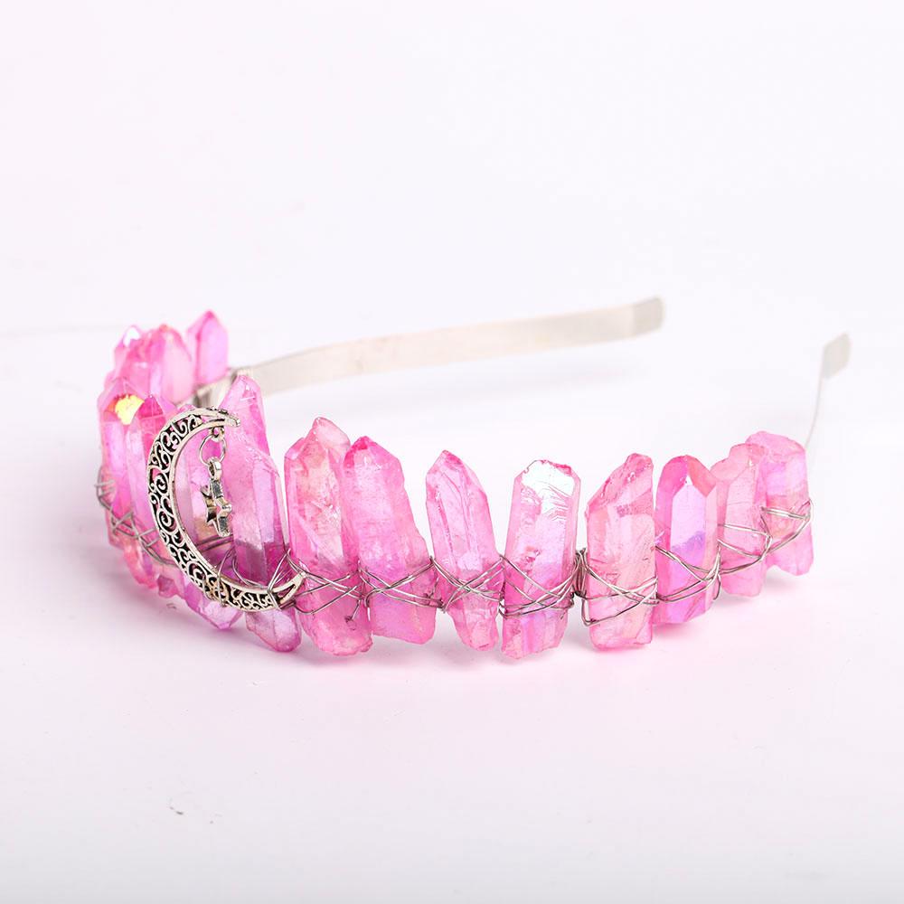 Raw Quartz Crystal Crown with Silver Moon Decor #1 Crystal wholesale suppliers