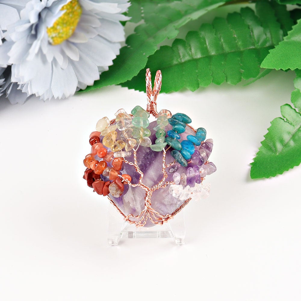 2" Chakra Tree of Life Wire Wrapped Heart Pendant Crystal wholesale suppliers