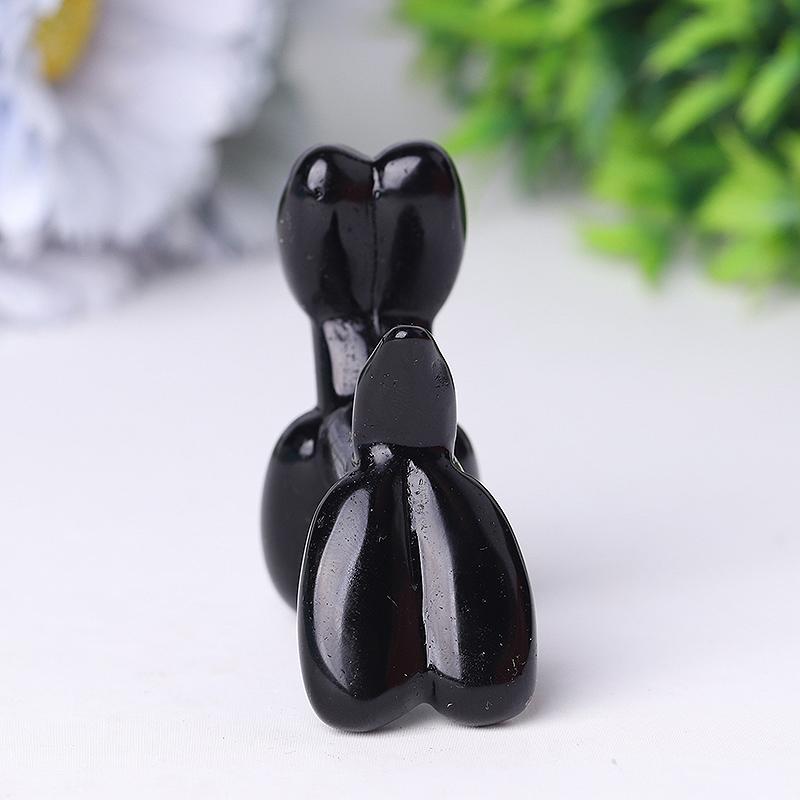 2.5" Black Obsidian Balloon Dog Crystal Carvings Crystal wholesale suppliers