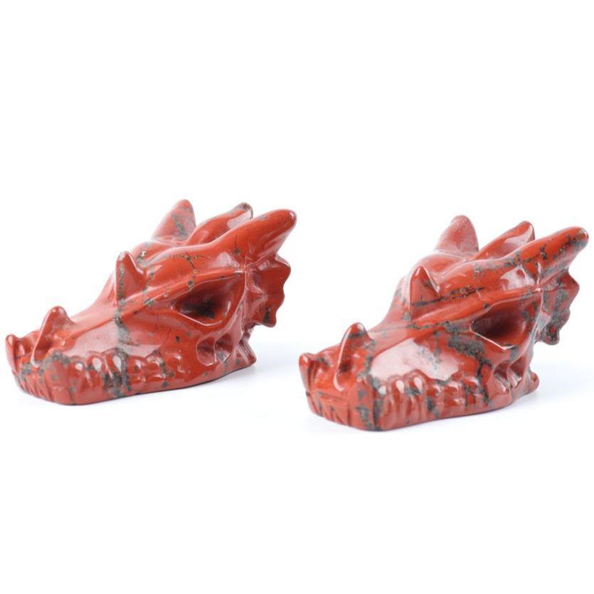 Red Jasper Dragon Head Carvings