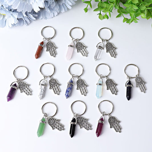 2.5“ Double Terminated Point with Devil's Eye Hand Key Chain for DIY Crystal wholesale suppliers