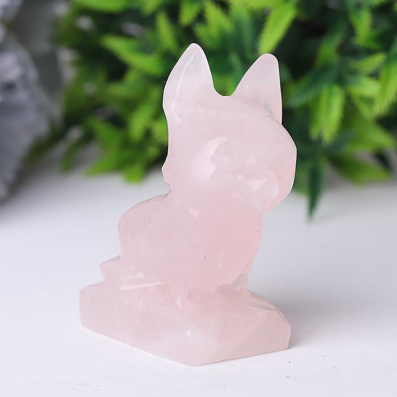 2.4" Rose Quartz Dog Crystal Carvings Crystal wholesale suppliers