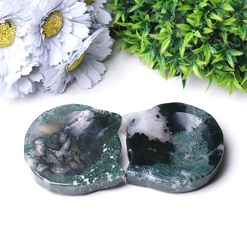 3.5" Moss Agate Cat Head Bowl Crystal Carvings Crystal wholesale suppliers