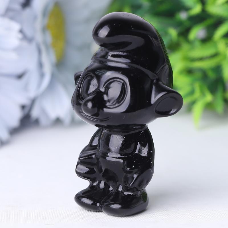 2.5" Black Obsidian Smurfs Crystal Carvings Crystal wholesale suppliers