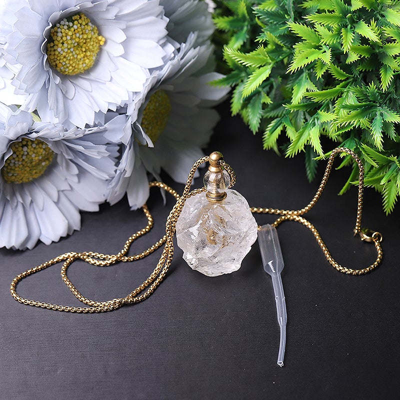 Raw Clear Quartz Perfume Bottle Necklace DIY Crystal wholesale suppliers