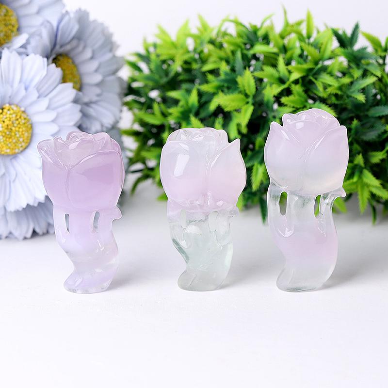 3" Natural Fluorite Rose Flower Carving for Collection Crystal wholesale suppliers