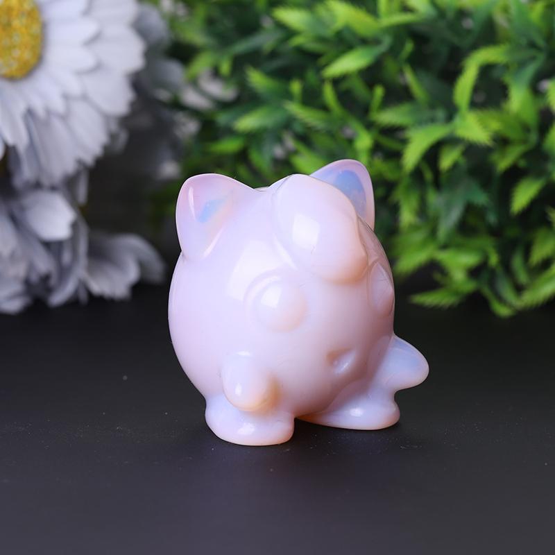 2" Pink Opalite Jigglypuff Carving Figurine Healing Decoration