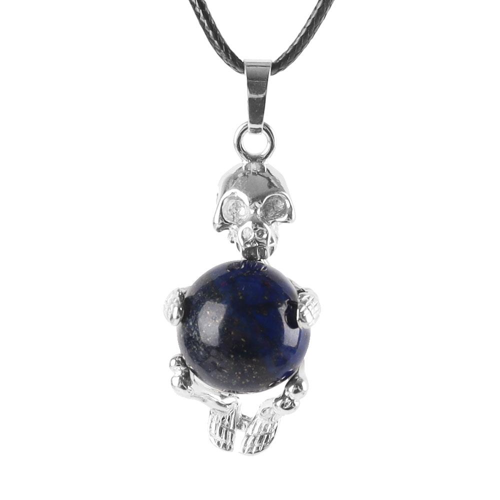 Silver Skeleton Wrapped Round Ball Gemstone Healing Crystal Pendant Crystal wholesale suppliers