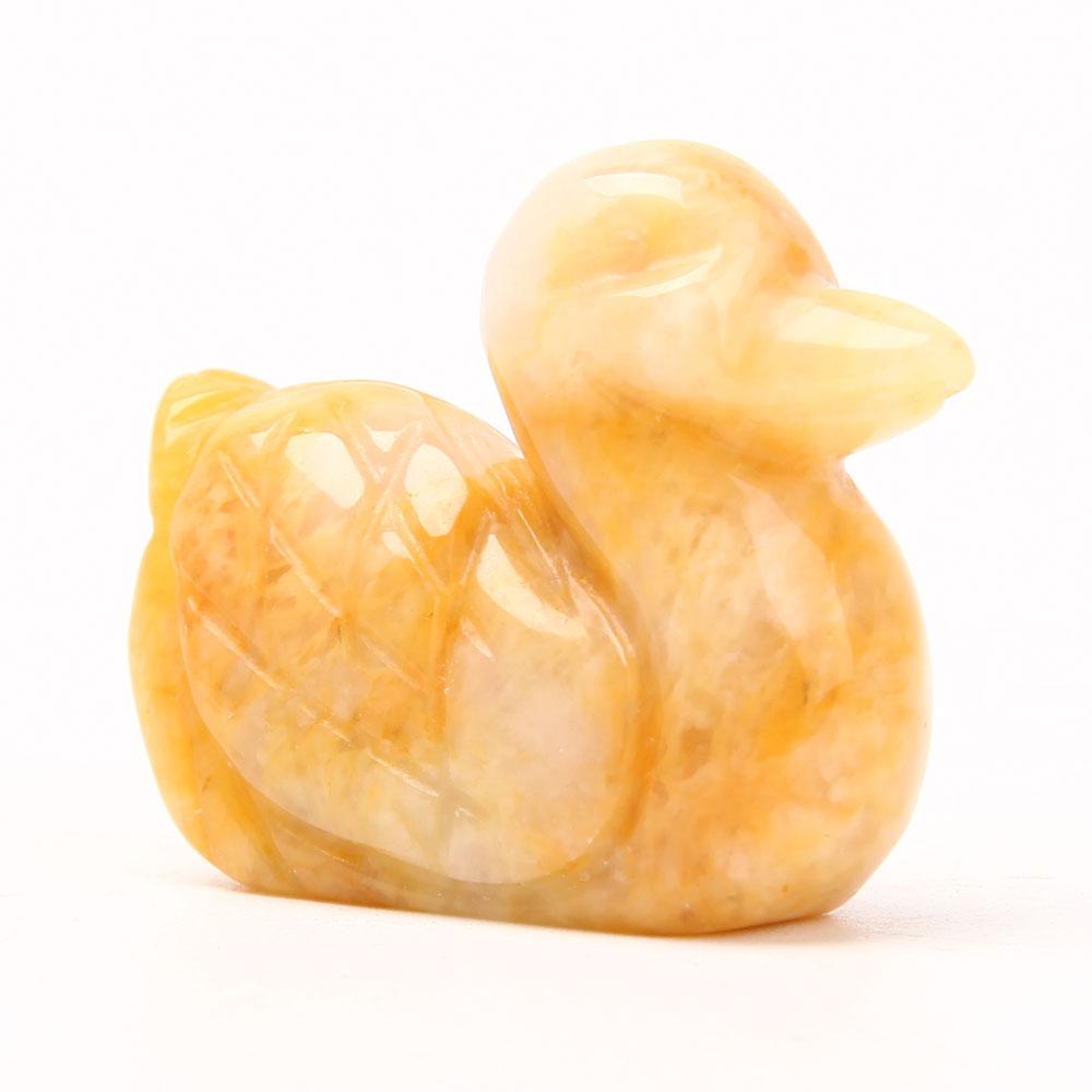 Yellow Jade Duck Carvings