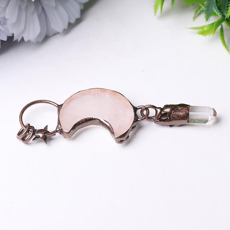 Rose Quartz Moon Shape Pendant for Jewelry DIY Crystal wholesale suppliers