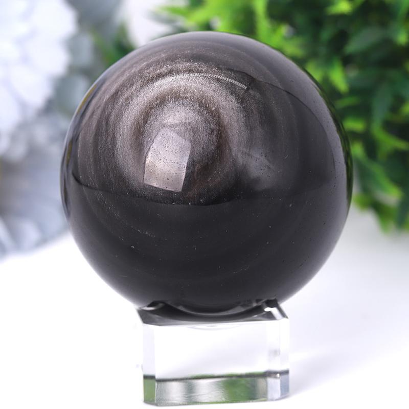 2.0"-4.5" Silver Obsidian Sphere Crystal wholesale suppliers