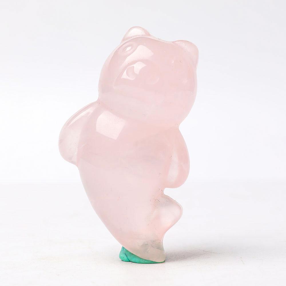 Rose Quartz Bear With Beauty Tail Crystal Carvings Crystal wholesale suppliers