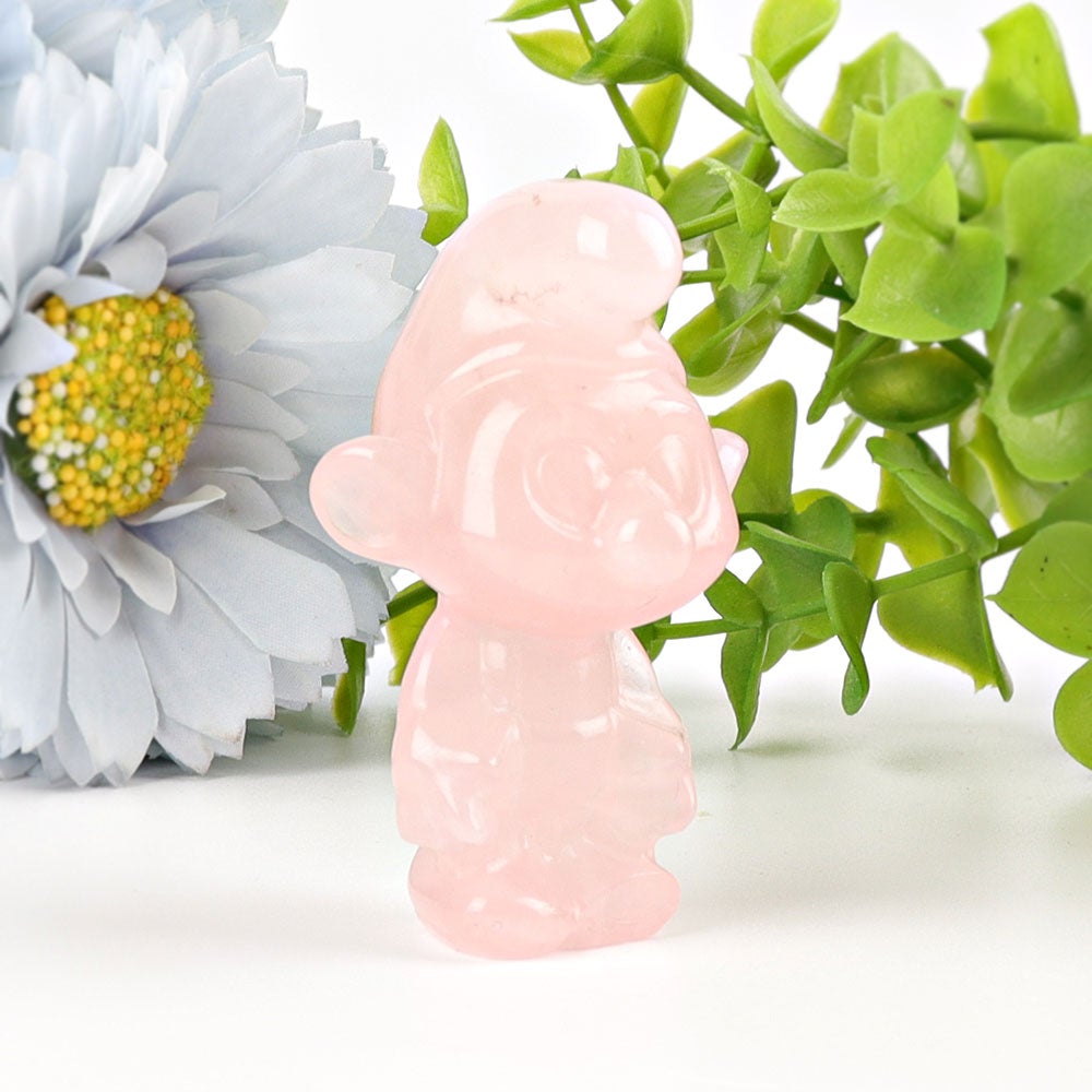 2.3" Rose Quartz Smurfs Crystal Carvings Crystal wholesale suppliers