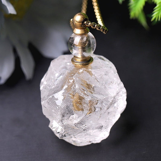 Raw Clear Quartz Perfume Bottle Necklace DIY Crystal wholesale suppliers