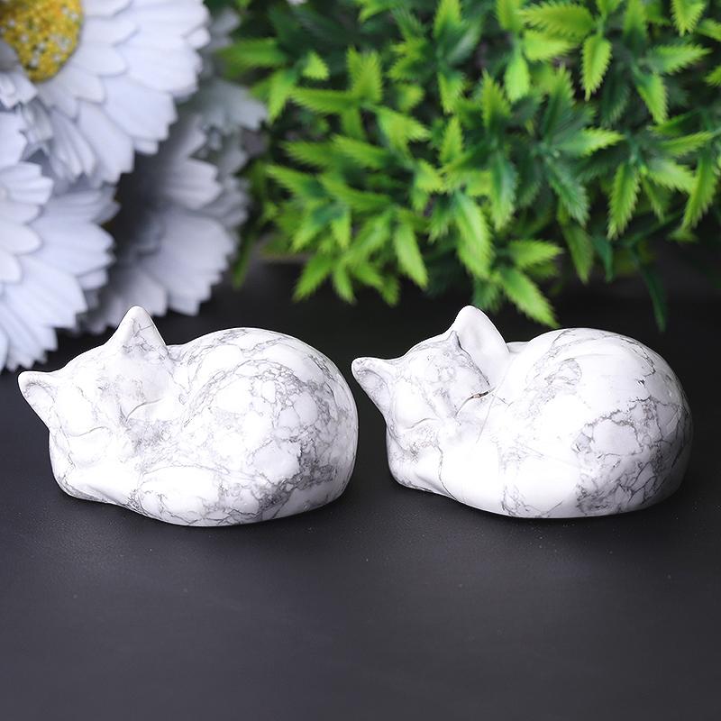 2.1" Howlite Sleepy Cat Crystal Carvings Crystal wholesale suppliers