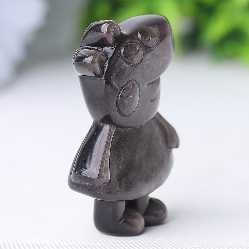 1.8" Silver Obsidian Peppa Pig Crystal Carvings Crystal wholesale suppliers