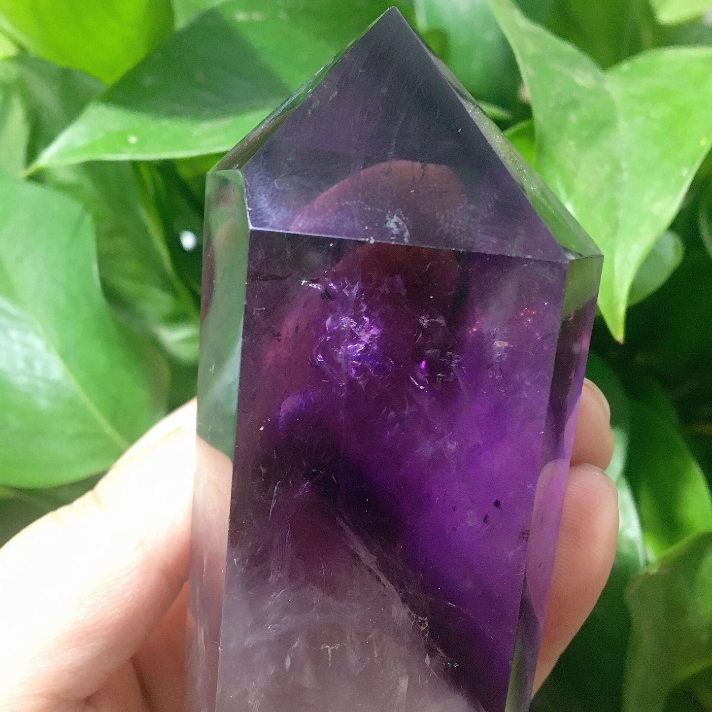 5.8" Dark Purple Amethyst Point Half Polished #3