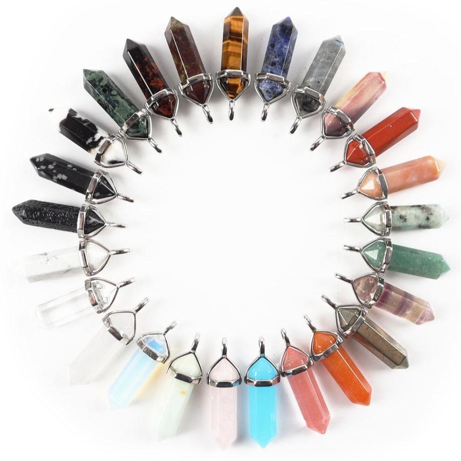 Natural Semi-Precious Gemstone Crystal Healing Hexagonal Point Chakra Pendant Crystal wholesale suppliers