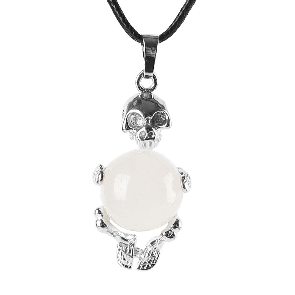 Silver Skeleton Wrapped Round Ball Gemstone Healing Crystal Pendant Crystal wholesale suppliers