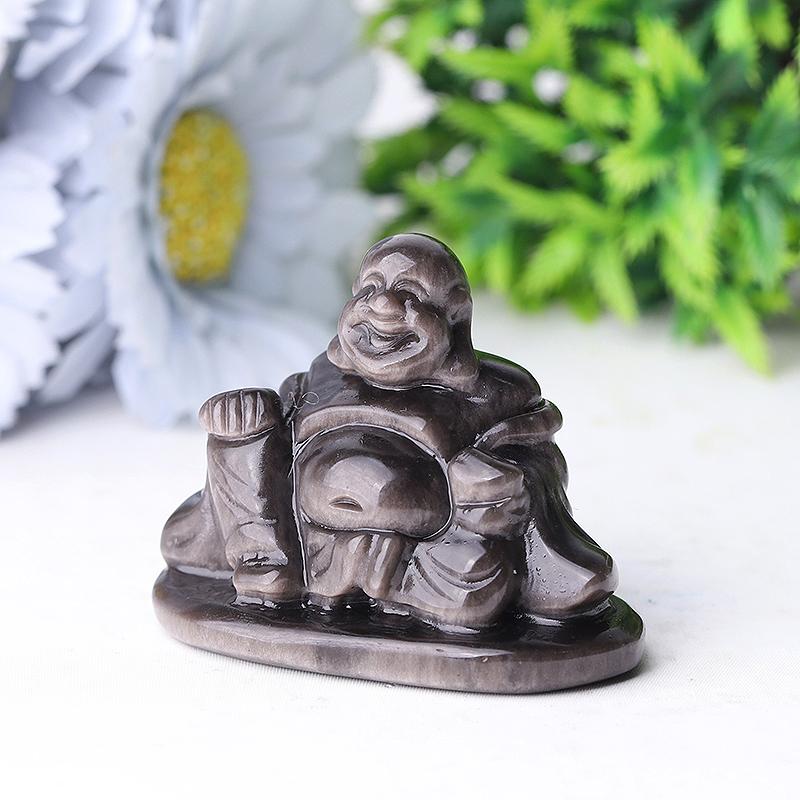 2.4" Silver Obsidian Buddha Crystal Carvings Crystal wholesale suppliers