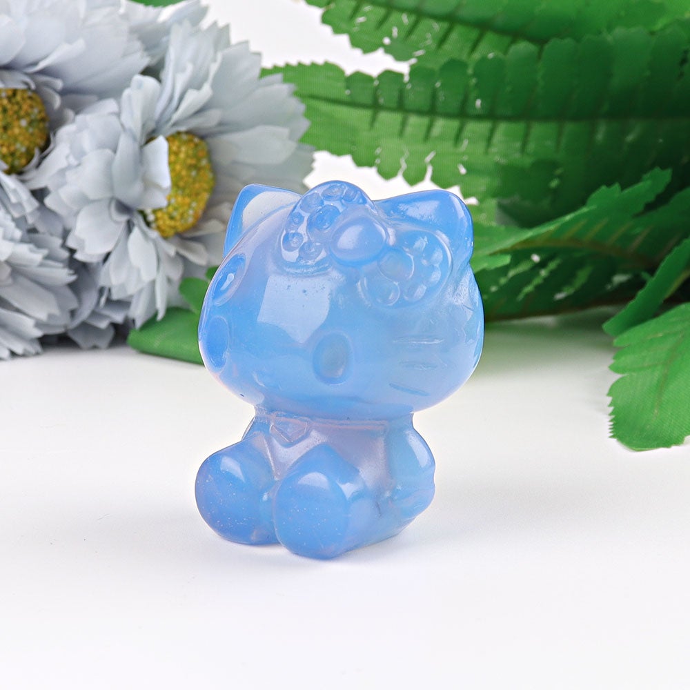 1.9" Blue Opalite Hello Kitty Cat  Crystal Carving Crystal wholesale suppliers