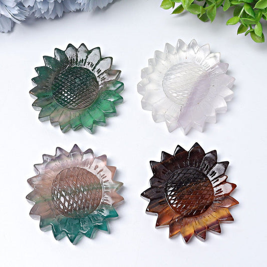 2.6" Fluorite Sun Flower Crystal Carvings Crystal wholesale suppliers