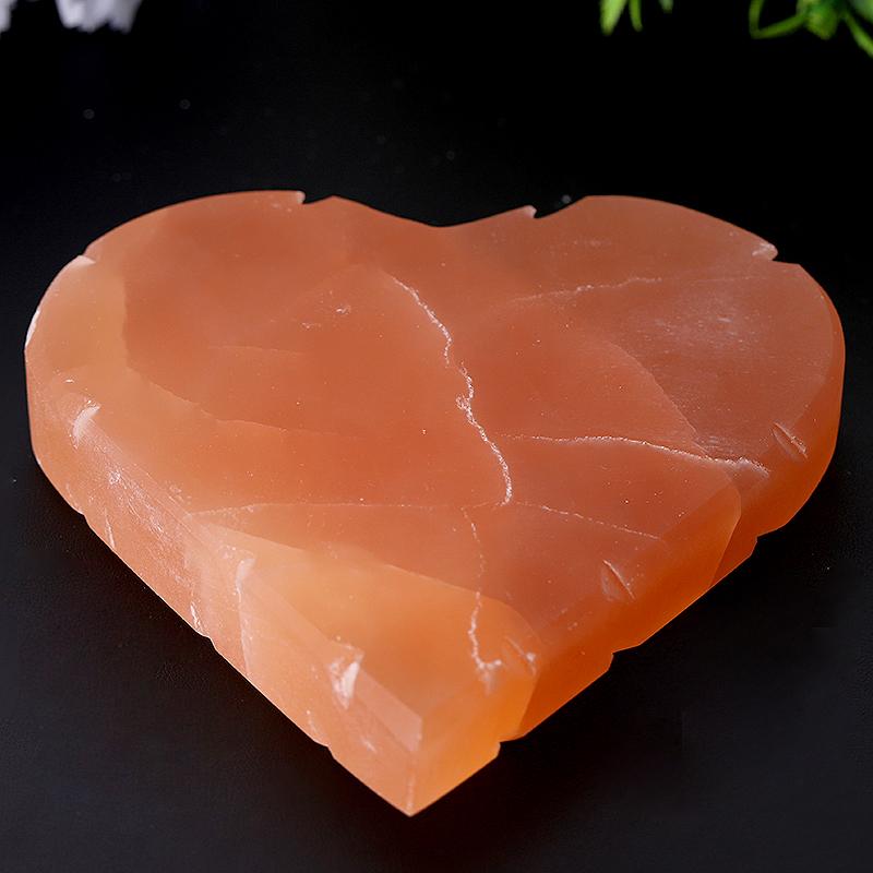 5" Peach Selenite Heart Shape Carving